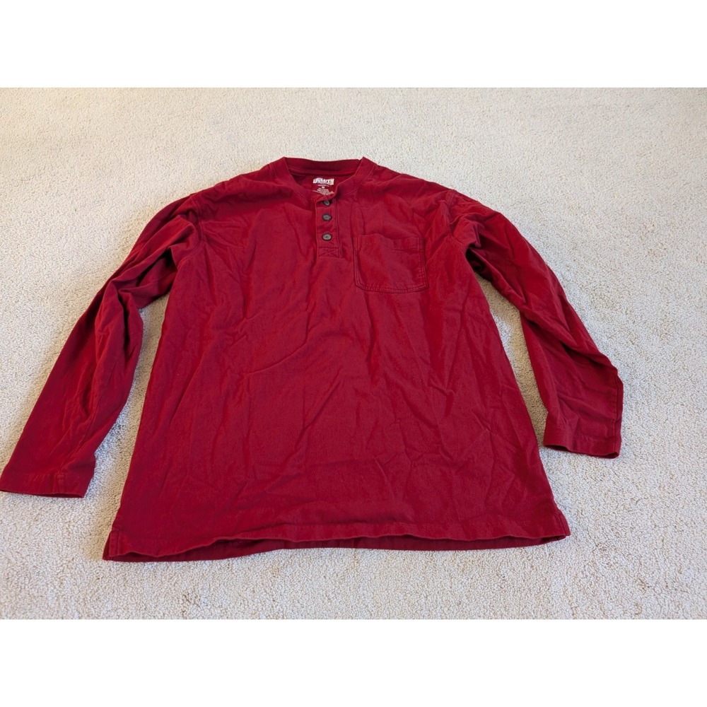 Duluth Trading Mens Longtail T Long Sleeve Red Henley Medium F1816